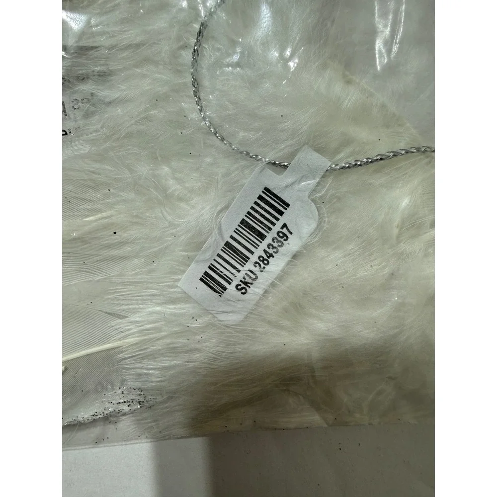 Pier 1 Imports White Feather Angel Wing Christmas Ornaments Glitter Set of 4